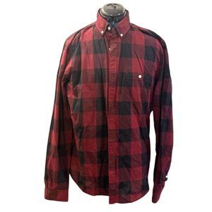 Express Button Down Plaid Shirt - Size Large, Red/Black